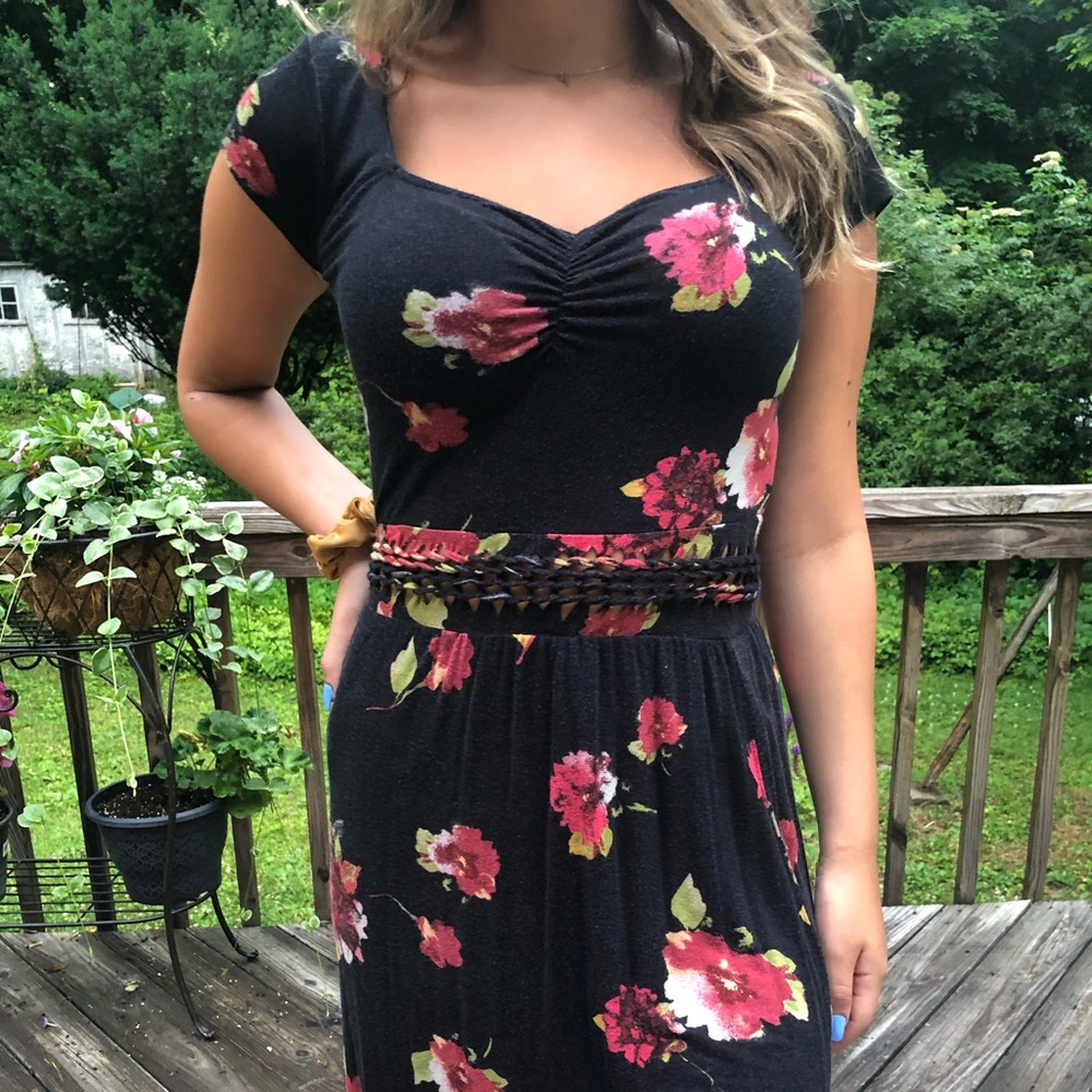 American Rag Black Floral Midi Dress